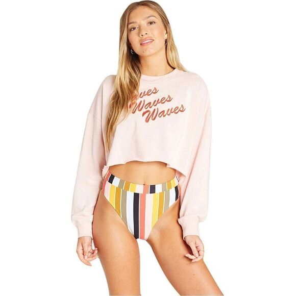 Billabong Sweaters - Billabong Coastal Waves Cropped Sweater Size Medium